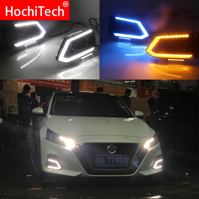 Для Nissan Teana Altima 2019 белый синий и желтый функция поворота Автомобильные дневные