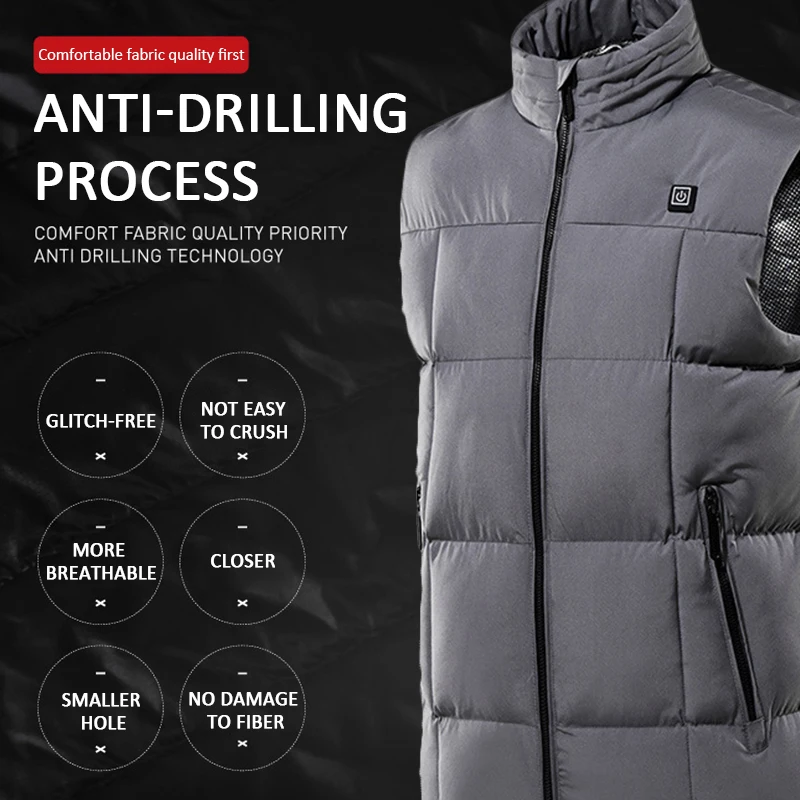 

Autumn Winter Heated Vest 9 Areas Heating Jacket Thermal Clothing Hunting Vest Winter Thermal Warm Heating Vest Hiking Vest