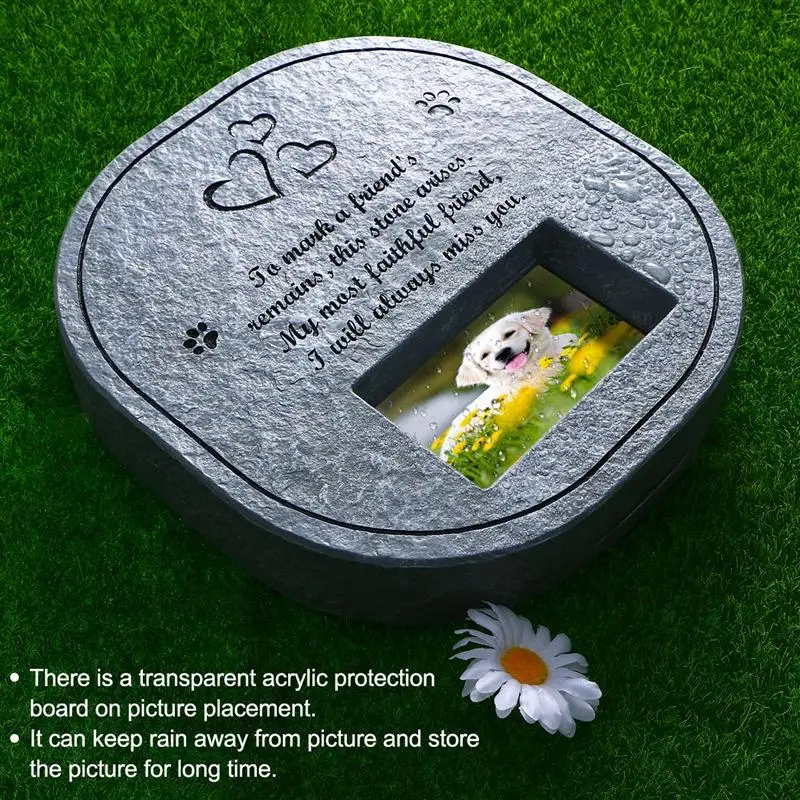 UEETEK Pet мемориальный камень с фоторамкой лапы печати гравировки кошка собака