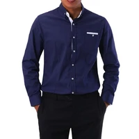 dropshippingtrendy business shirt long sleeve pocket decor skin friendly shirt breathable solid color lapel men shirt workwear