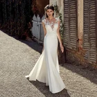 Женское свадебное платье с круглым вырезом, без рукавов