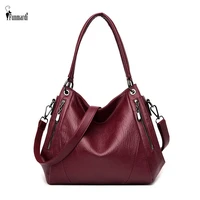 funmardi solid color women handbag zipper designer shoulder bags lady pu leather bag large capacity tote bag crossbody wlhb2154