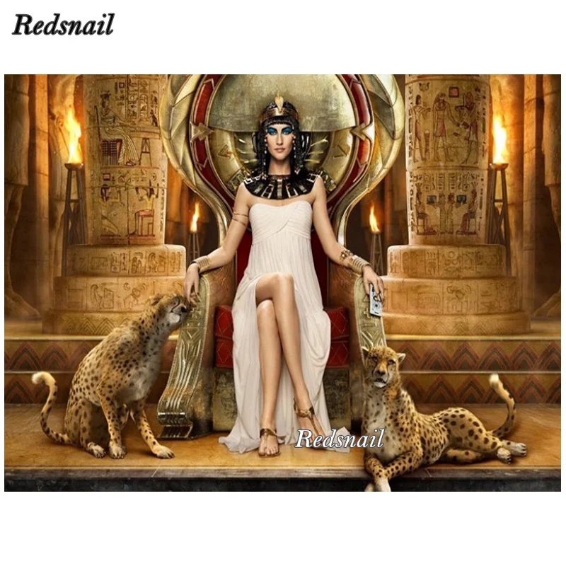 Алмазная живопись полный квадрат египетская королева и леопардовый узор 5d