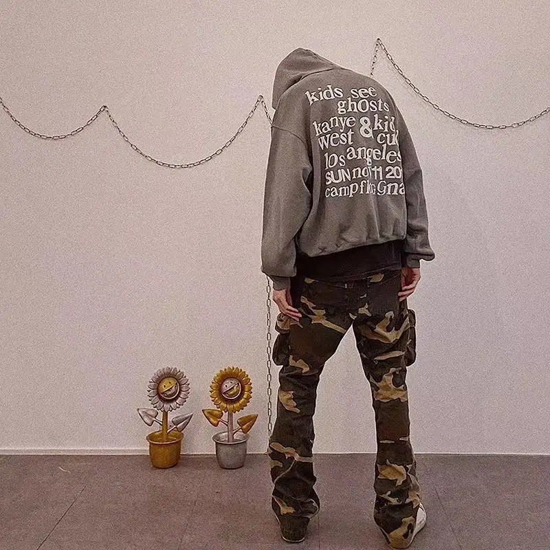 

KANYE WEST KSG HOODIE Hoodie Men Women 1:1 Best-quality Washed Old Hoody 3D Foam Print Pullover