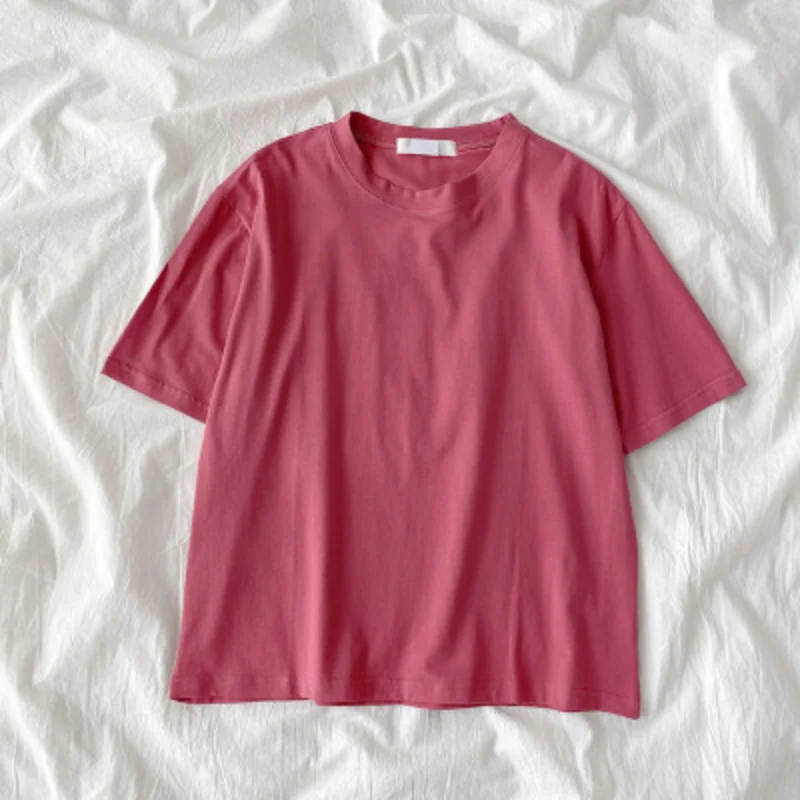 

EBAIHUI 2021 Summer T-Shirts Women Top Cotton Short Sleeve Tee Tops Plain Male Female Basic Tshirts O-Neck Solid Shirt