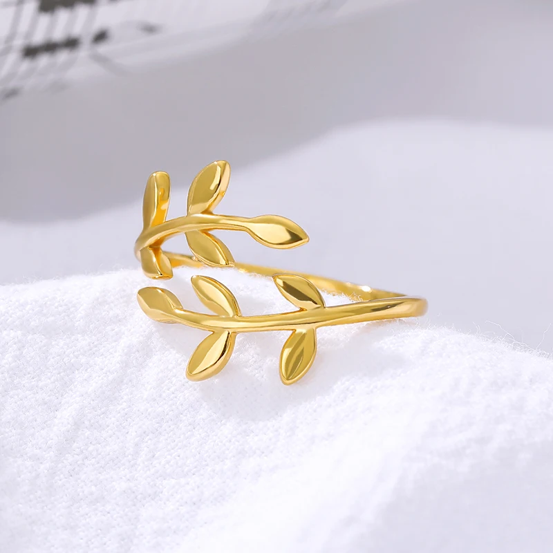 Charms Two Olive Tree Branch Leaves Open Ring for Women Girl Wedding Rings Adjustable Knuckle Finger Jewelry Xmas Gifts | Украшения и