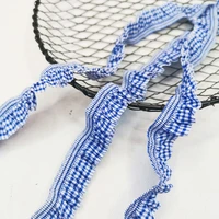 15mbag blue plaid pleated lace wood ear edge elastic headdress bag clothing accessories