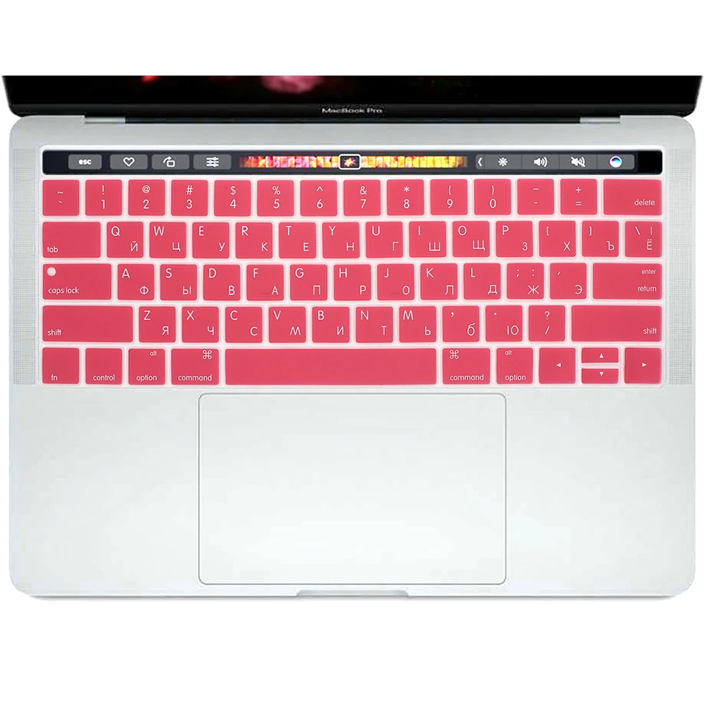 Pink HRH прочный США Русский силиконовый чехол для клавиатуры для MacBook Pro 1" A1706 A2159 A1989 Pro 15" A1707 A1990 с сенсорной панелью - Цвет: Pink