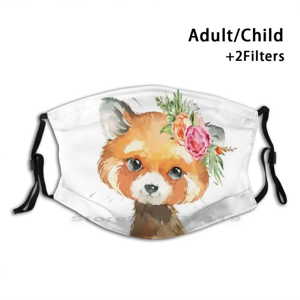 Маска для лица многоразовая с фильтрами влюбленных Милая лисица цветочным