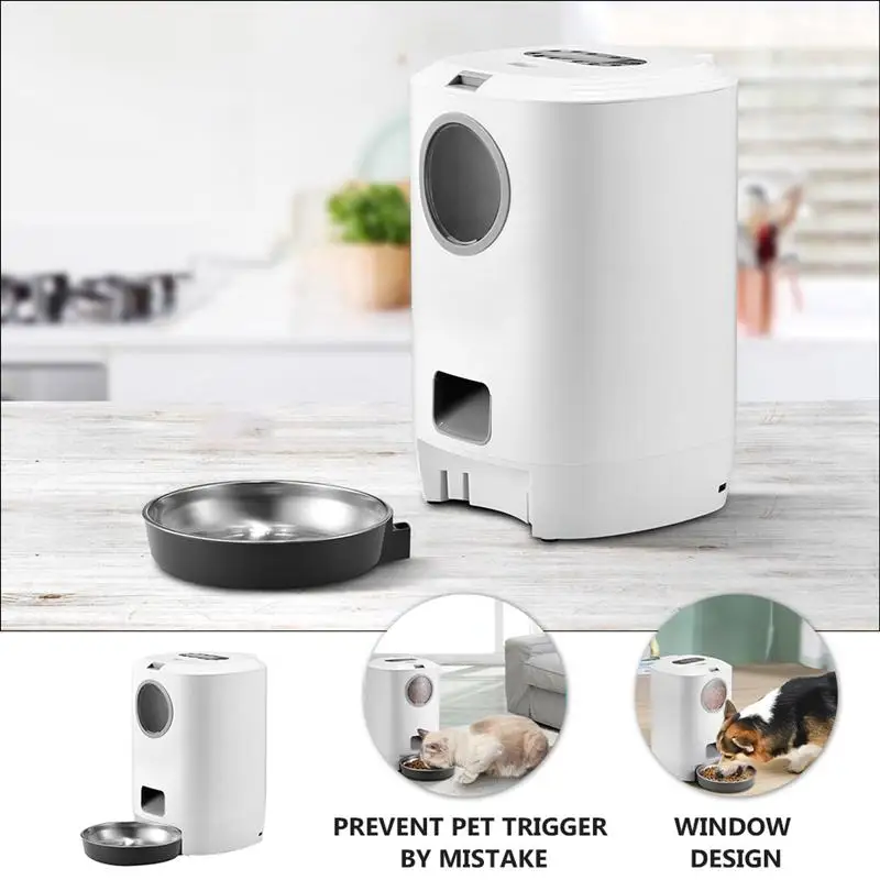 

1pc 4.5L Practical Quantitative Useful Timing Durable Pet Feeder Dog Bowl Automatic Cat Feeder Pet Supply for Home Cat Pets Dog