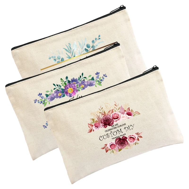 Парусиновая косметичка на молнии для свадебной вечеринки с индивидуальным