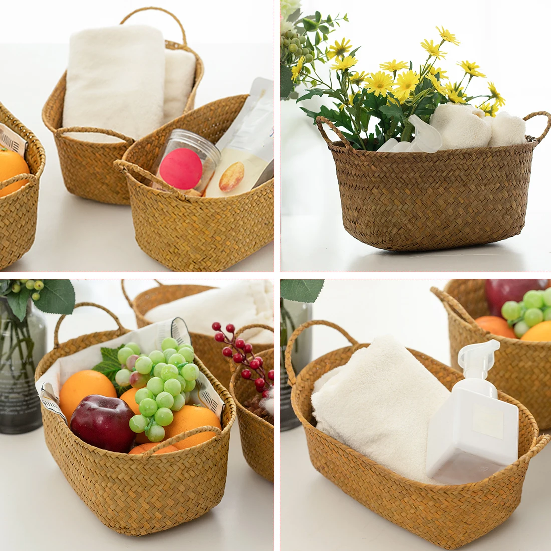 

Natural fine hand-made storage basket home environmental protection straw sundries storage basket candy storage box picnic