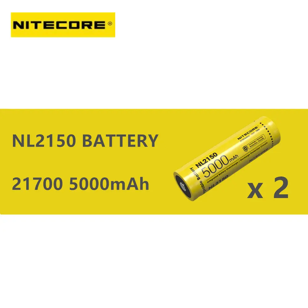 2 шт. NITECORE 21700 аккумуляторная батарея NL2140 / NL2145 NL2150|Портативные осветительные