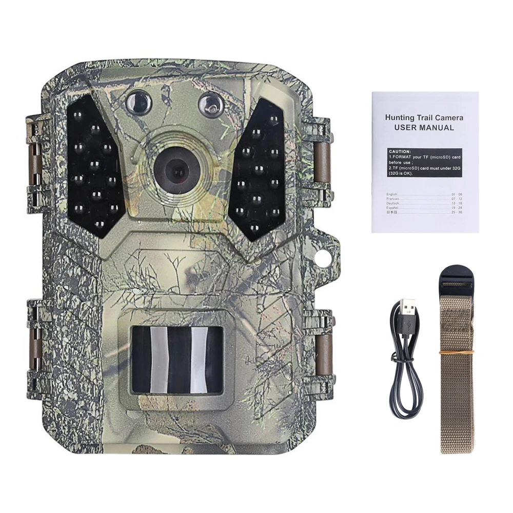 

1080P 20MP Trail Camera Infrared Night Vision Monitoring Cam Thermal Camcorder Outdoor Security with Screen for Hunting Forest