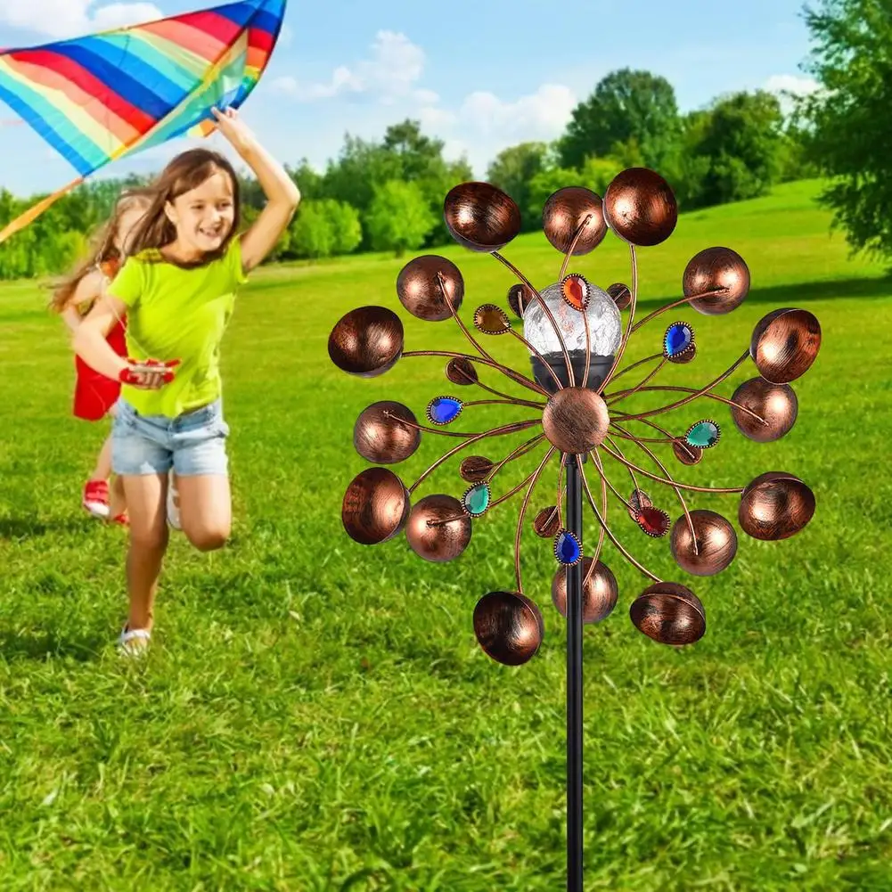 Precio Spinner De Viento De Color Con Energía Solar, Estaca De Metal, Molino De Viento De Jardín, Arte Del Hierro Iluminado Por La Noche Para Patio, Césped O Jardín