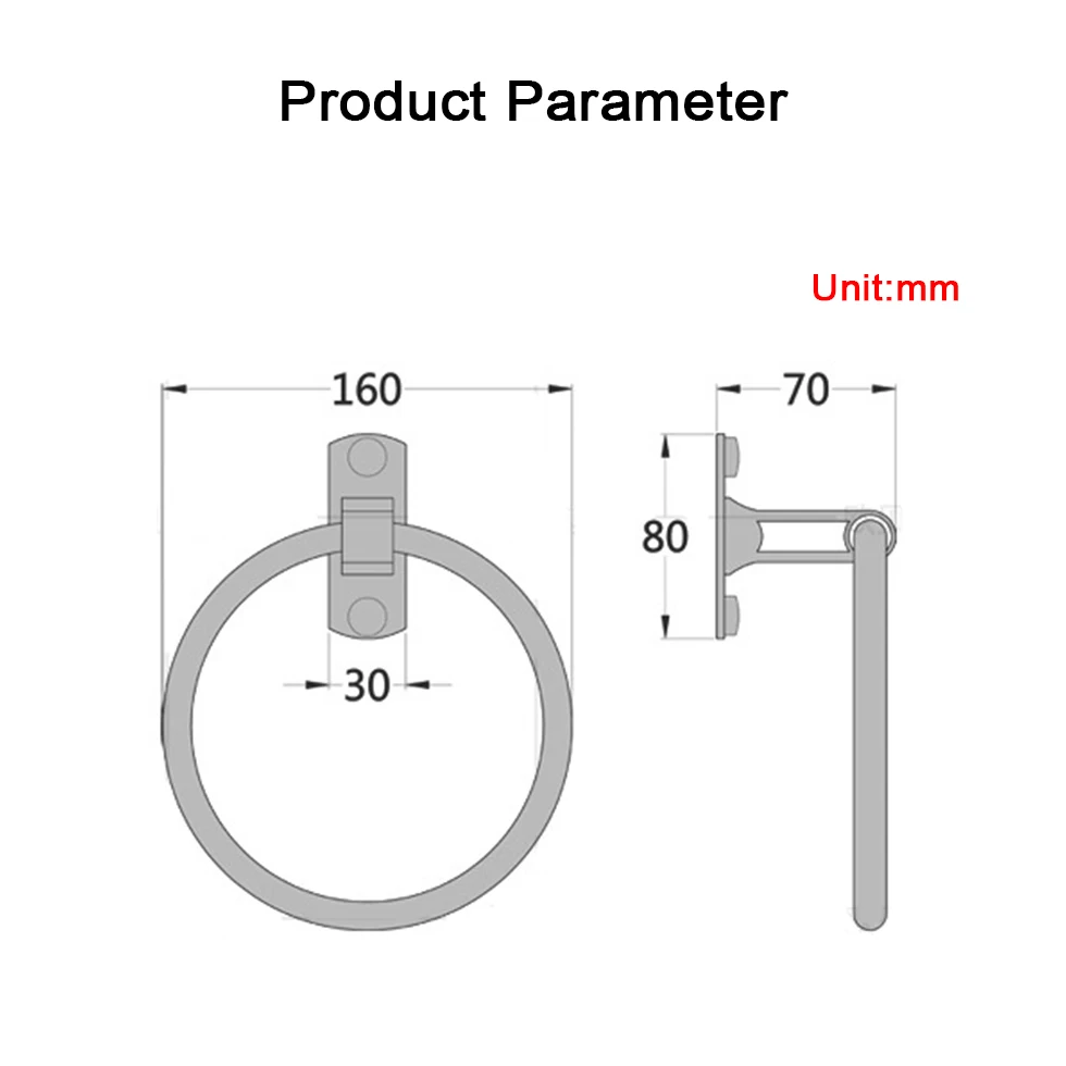 Кольцо для полотенца черный держатель полотенец круглая настенная стойка душа