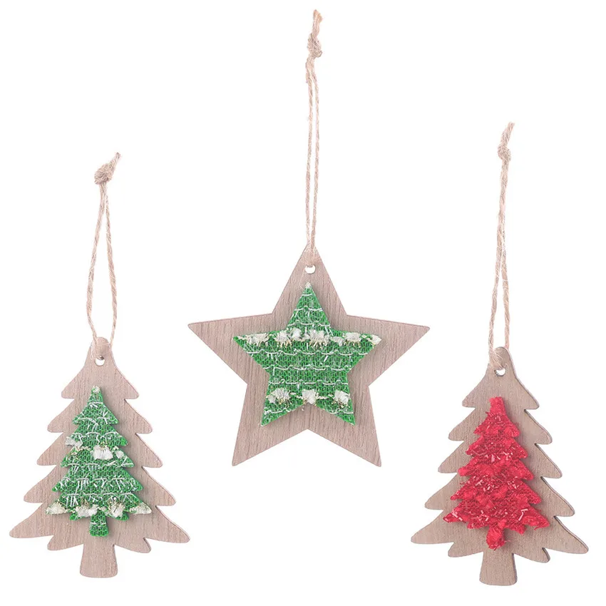 3 шт. новые украшения на рождественскую елку подвесная деревянная тканевая
