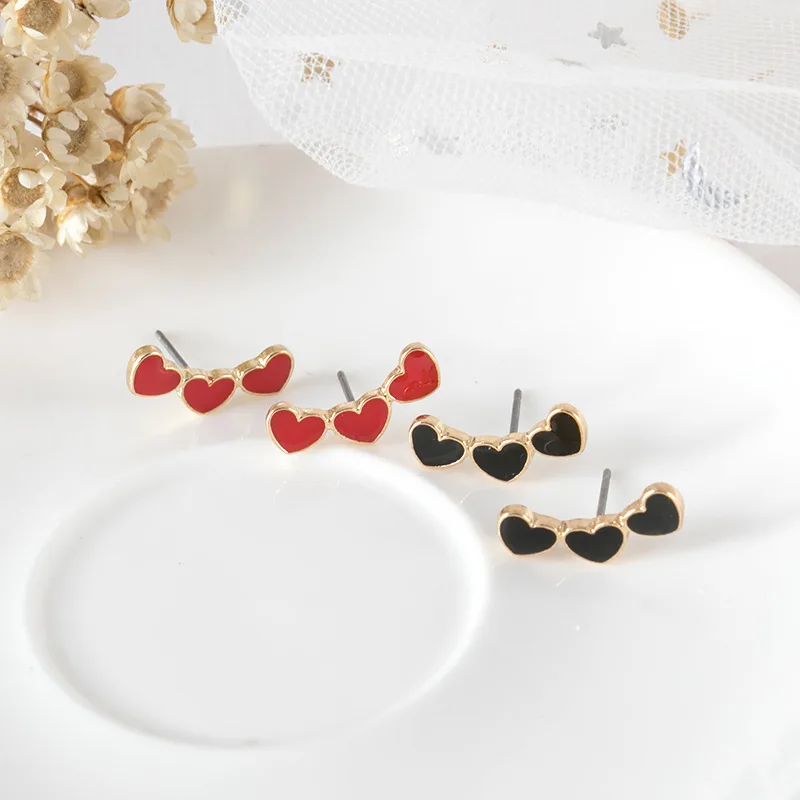 Модные товары серьги гвоздики в форме сердца милые романтичные геометрические