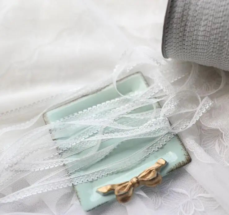 10 метров высокое качество белый цветок гладкий полиэстер кружевная отделка