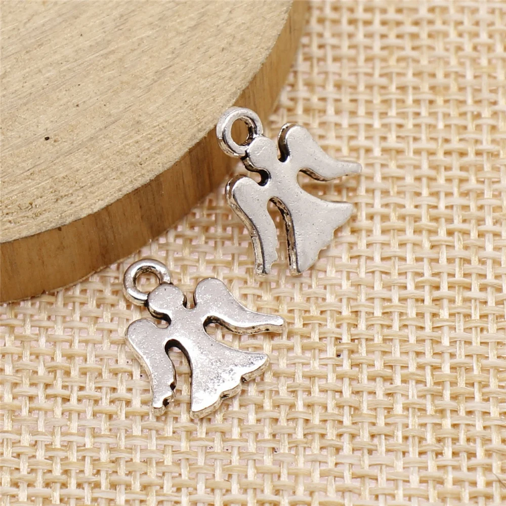 

200pcs 14x15mm Angel Pendant Charms Wholesale Antique Silver Color For Jewelry Making Zinc Alloy Jewelry Findings