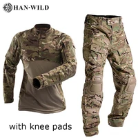 outdoor military uniform tactical combat shirt us army clothing tatico tops airsoft multicam camouflage hunting pants knee pads
