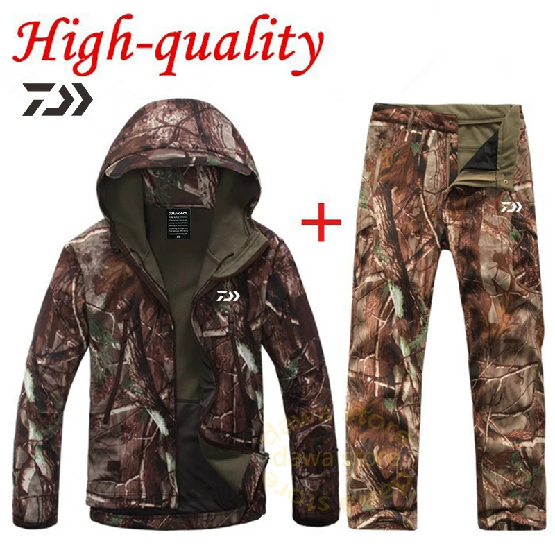 

Winter for Fishing Suit Tactical Softshell CP Camouflage Fishing Jacket Waterproof Hunting Outdoor Clothes Fishing Wear Militar