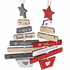 Деревянная новогодняя елка украшения, рождественские украшения, деревянная подвеска с буквами, коричневые, красные, серые, розовые подвесные украшения на Рождество