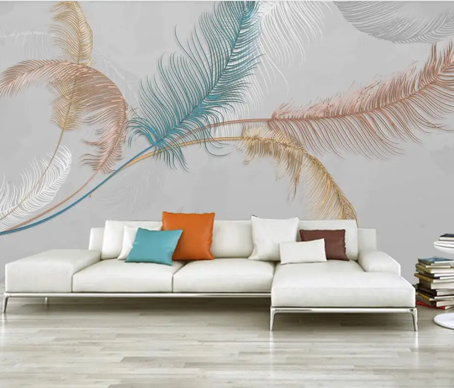 

AINYOOUSEM Feather Nordic light luxury embossed lines background papier peint papel de parede wallpaper 3d wallpaper stickers
