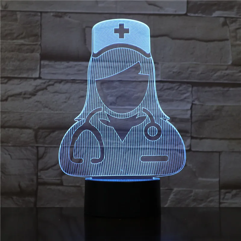 3D Lamp The Doctor and Nurse Pretty Present for Children Atmosphere Touch Sensor Led Night Light Visual Effect | Лампы и освещение
