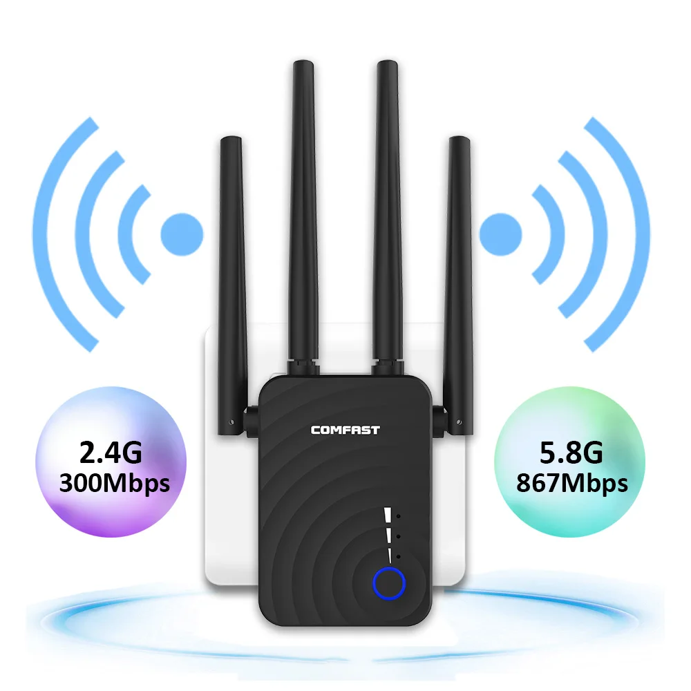 

1200Mbps Long Range Extender wifi repeater 2.4G 5GHz Dual Band Wireless router WiFi repetidor with 802.11ac 4 External Antennas