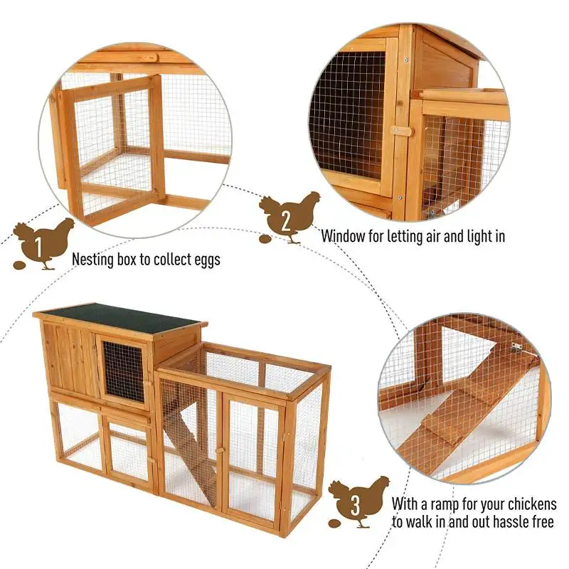 

UK Stock Outdoor Chicken Coop Houses Anti-corrosion Wood Rabbit Cage Rainproof Shed Domestic Chicken Cage Wooden Chicken House