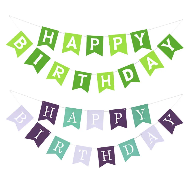 5 м зеленый фиолетовый баннер с днем рождения рыбий хвост бумажные флаги гирлянда