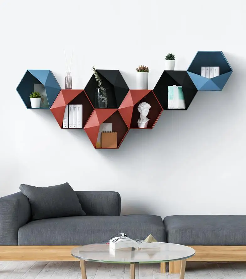 Геометрическая Шестигранная стойка для хранения настенное крепление плавающая