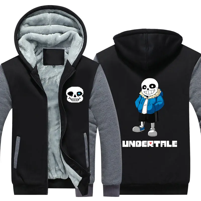 Толстовка с капюшоном изображением черепа Undertale Sans пальто Зимние флисовые