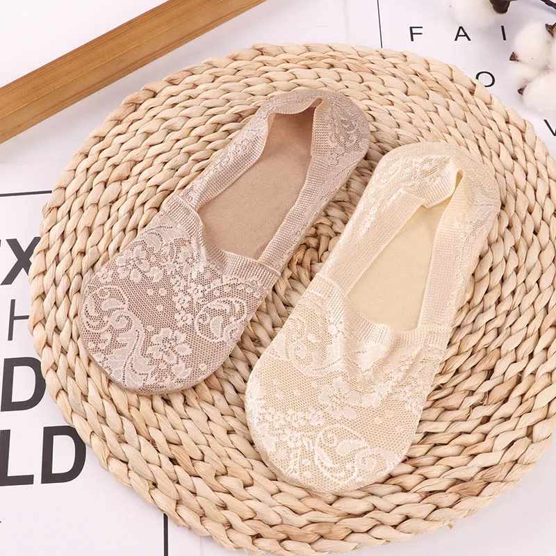 2 pairs as pic 1/2 пар модные женские носки для девочек летние носки Стиль кружевное платье с ц веточным рисунком короткие носки противоскользящ ие Невидимый лодыжки носки с принтом носки-Тапочки - Цвет: 2 pairs as pic