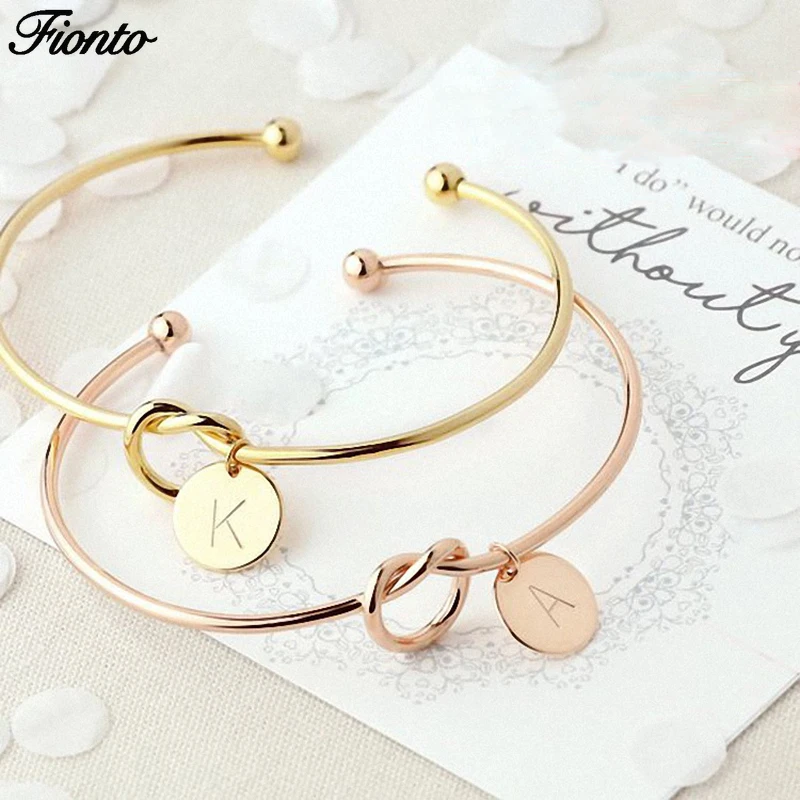 FIONTO модный медный браслет для влюбленных Женщин розовое золото/серебро
