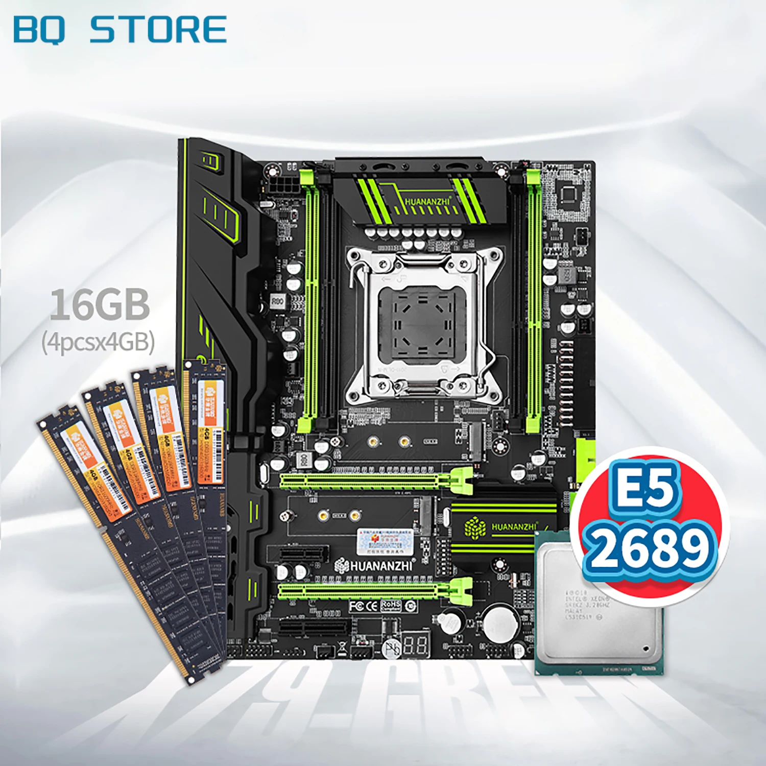 HUANANZHI X79 зеленый материнская плата с процессором Intel XEON E5 2689 4*4G DDR3NON ECC памяти