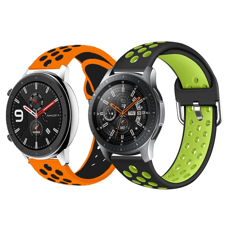 

For Samsung galaxy watch 3 45mm Active 2 40 44mm Strap Double Color watchbands Sport Bracelet 22mm Watch band galaxy watch 46mm
