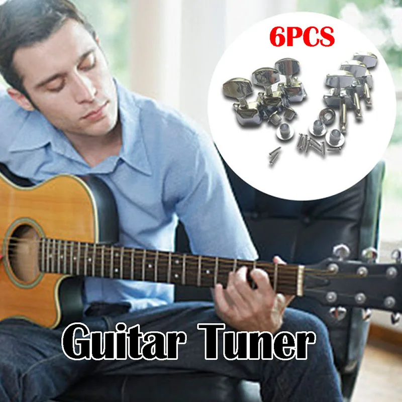 1 Set Hot Selling Guitar String Button 6Pcs Acoustic Guitar Tuning Pegs Tuners Machine Heads Chrome Electric Part 3R3L