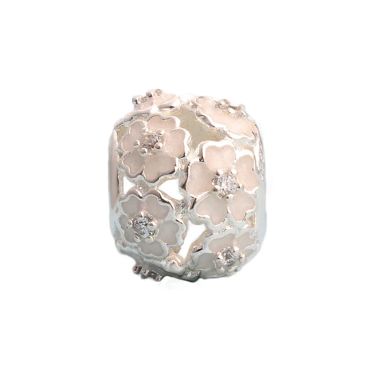 

Bewill 925 Sterling Silver Cherry Blossom Hollow Drop Oil Flower Beads Fit Original Bracelet Necklace Diy Jewelry