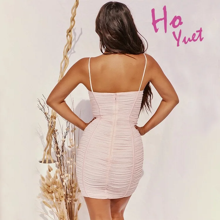 

HoYuet Summer Bandage Sexy Party Dress Vintage Plus Size Sheath Dresses Sleeveless Spaghetti Strap Elegant Dress Bodycon Bustier