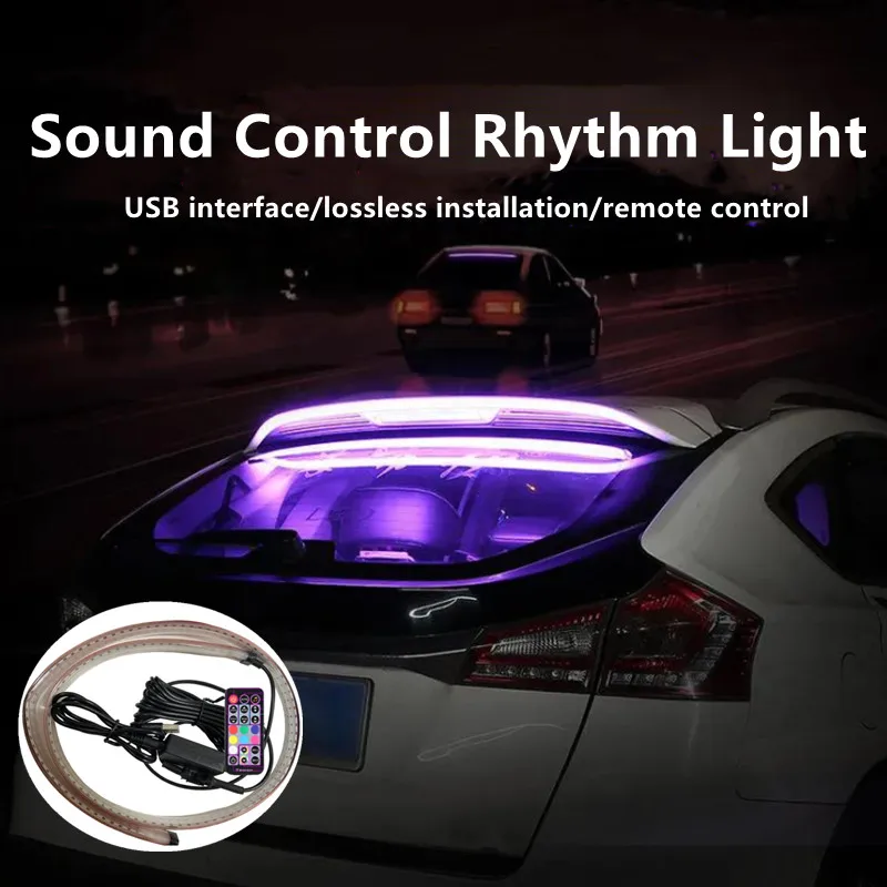 

USB автомобильное стекло для заднего стекла, RGB атмосферный гибкий световой комплект, музыка, голосовое управление, автомобильное внутреннее светодиодное украшение, Предупредительные лампы