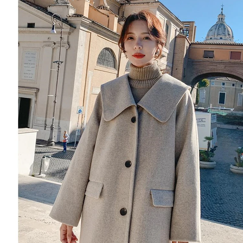 

2020New Autumn And Winter High Quality Double-Faced Temperament Cashmere Coat Fashion Long Woolen Elegant Women's Jacket ZY197