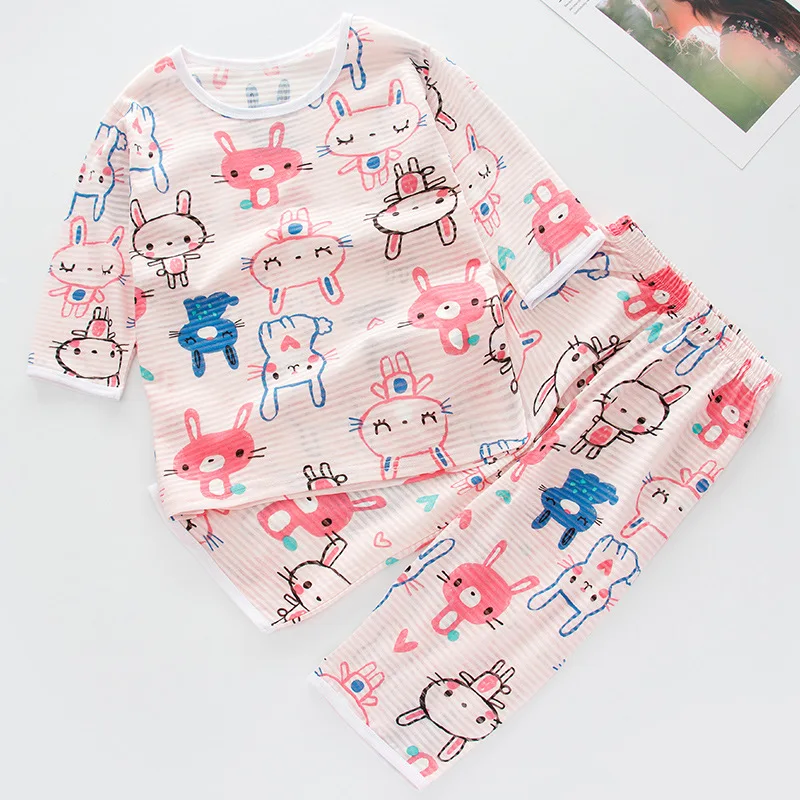 Летние Пижамные комплекты для девочек и мальчиков детская одежда костюмы