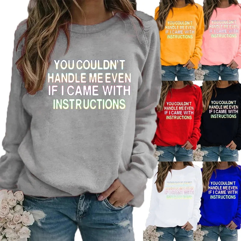 

Winter Lady Fashion Plus Size Long Sleeved Round Neck English Letter Print Sweatshirt Women Casual Tops & Blouses Loose T Shirt