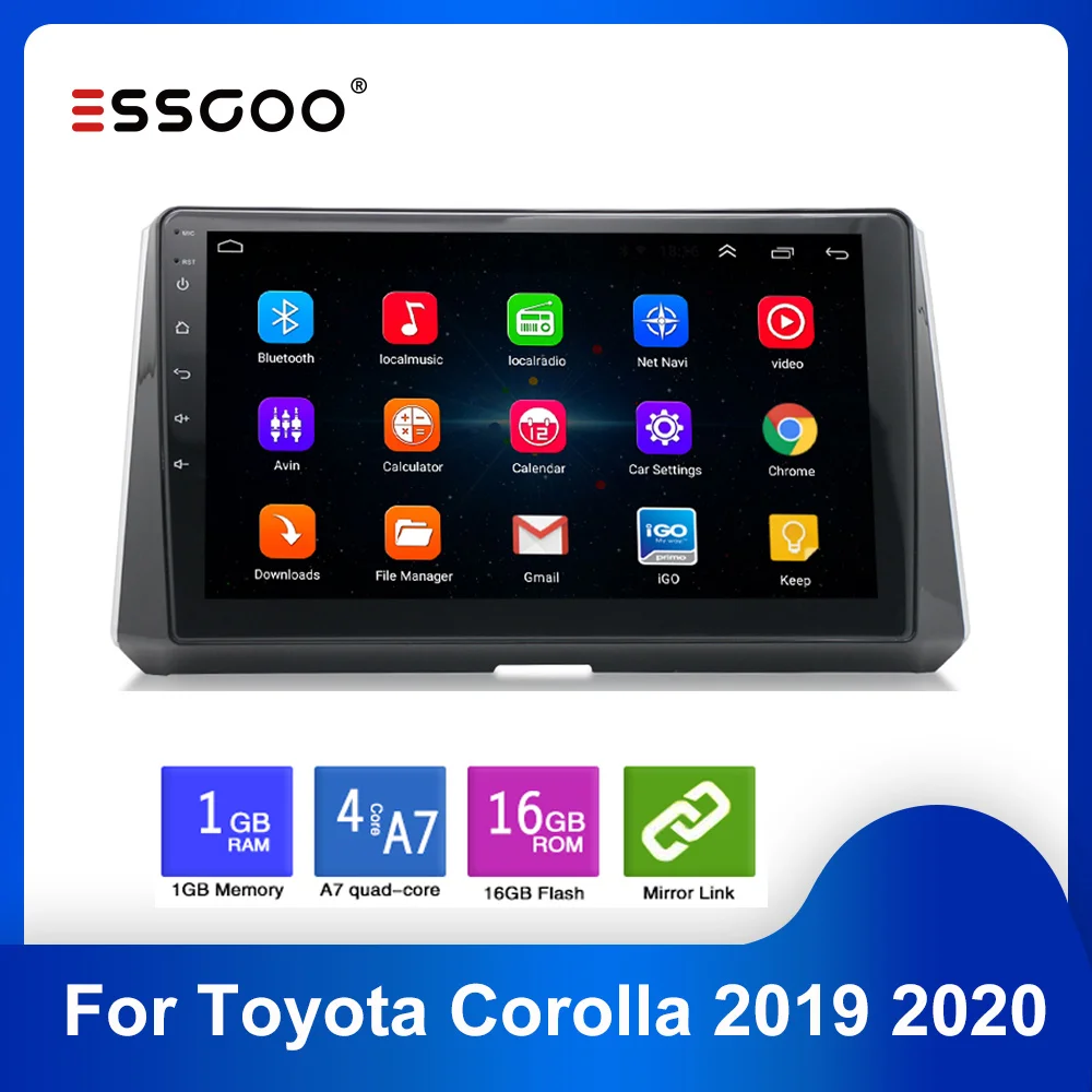 ESSGOO 2 din Car Radio For Toyota Corolla 2019 2020 Autoradio Android 9.1 Auto GPS Navigation Multimedia Video Player Bluetooth