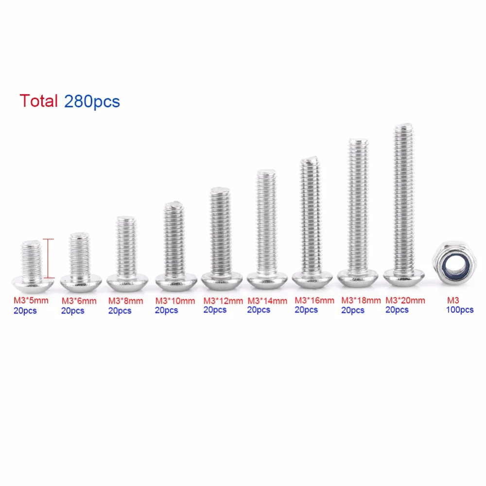 Болты и гайки M3 винты с шестигранной головкой из нержавеющей стали SS304 на кнопках