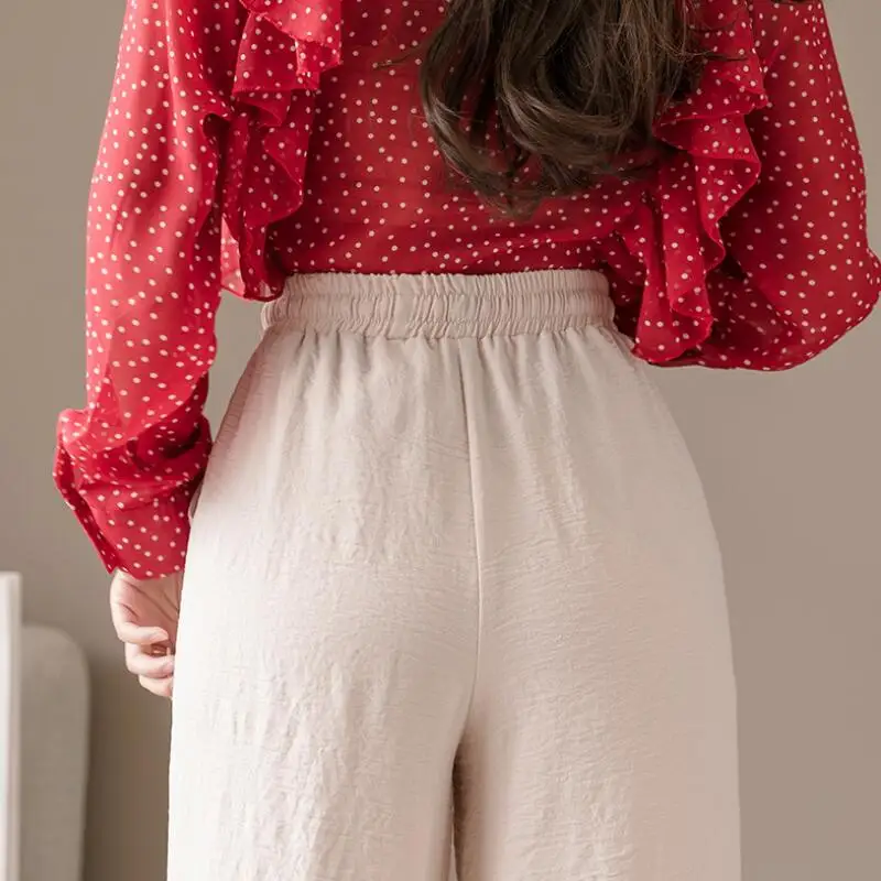 Женские широкие брюки-Капри с эластичным поясом Свободные повседневные брюки