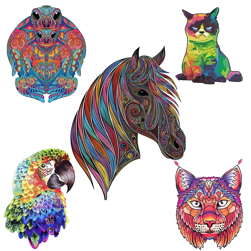 

Wooden DIY Jigsaw Puzzle Animal Educational Toy For Adults Kids Room Decoration Stickers