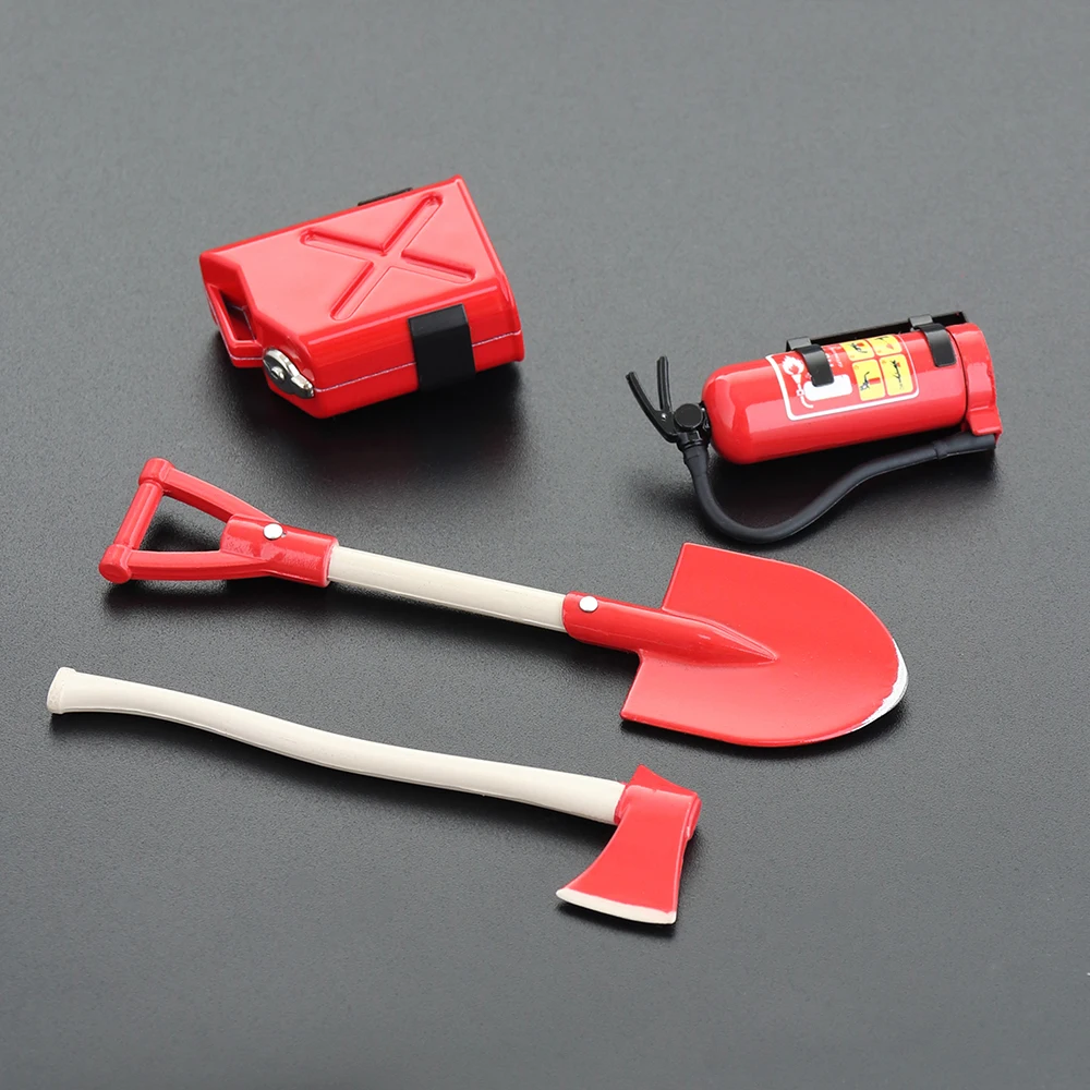 1/10 Scale Accessories Simulated Decorations Metal Tool Shovel Jerry Can Fire Extinguisher Axe for RC Crawler TRX4 SCX10 Capra